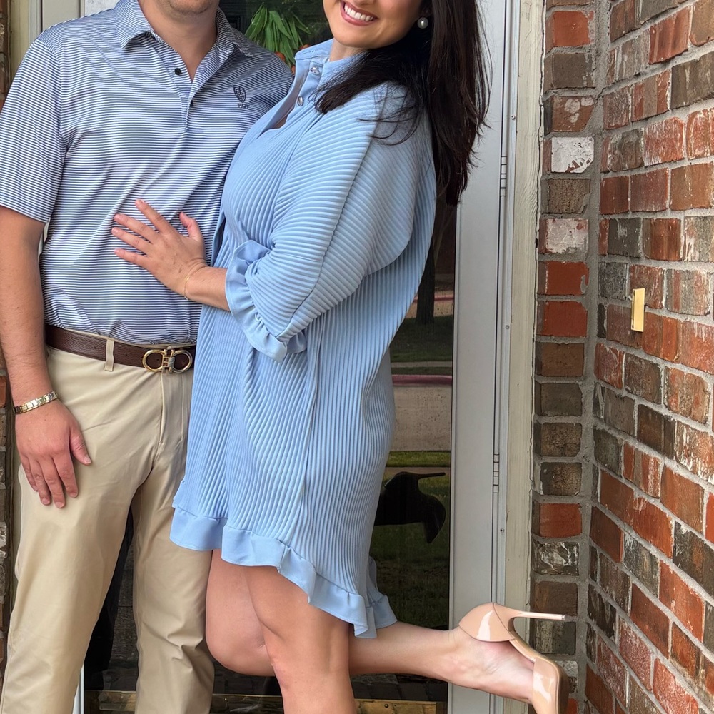Elegant Blue Button Down Shirt Dress